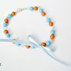Pulseira Pérolas Azul e Coral